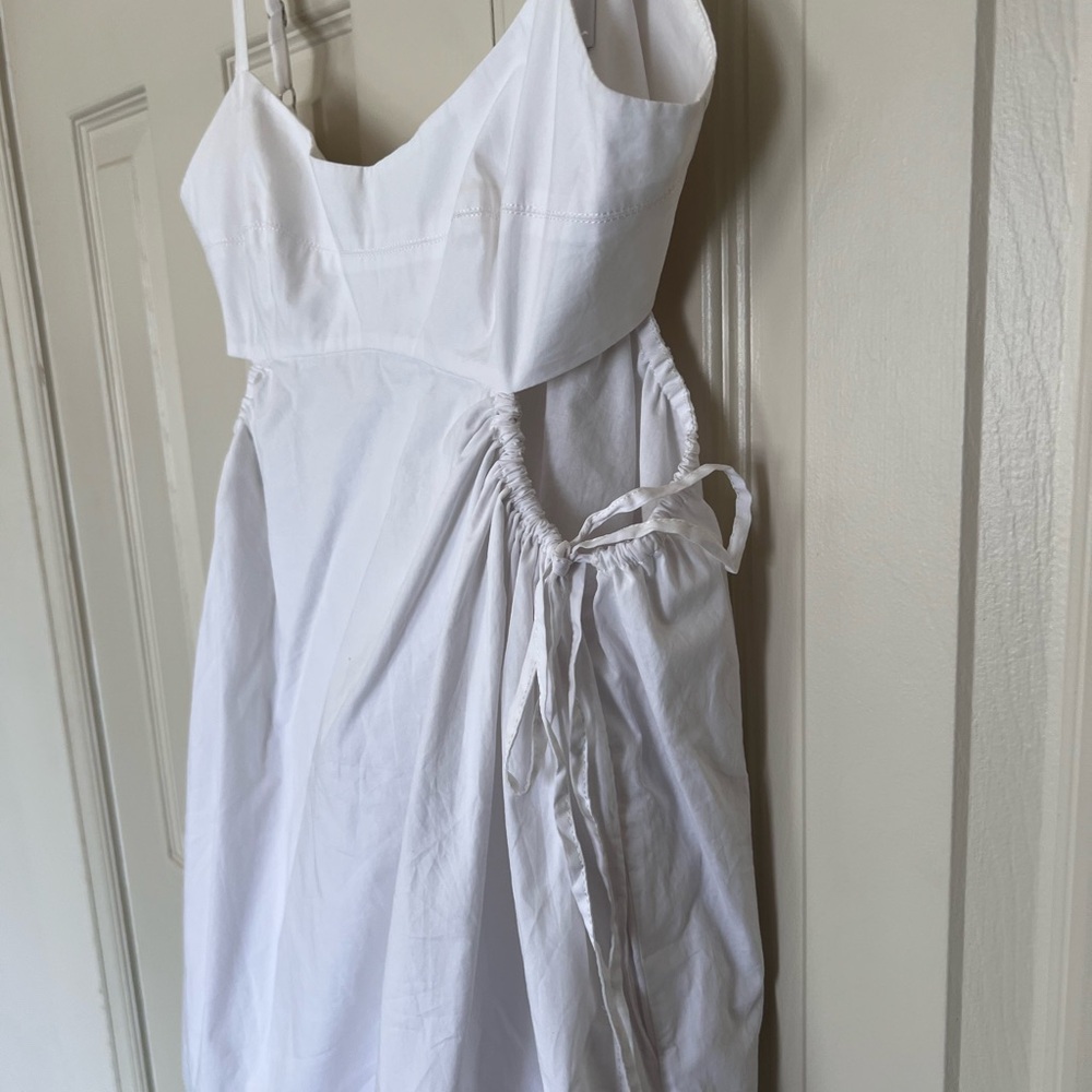 Revolve L’Academie white dress with side cutouts